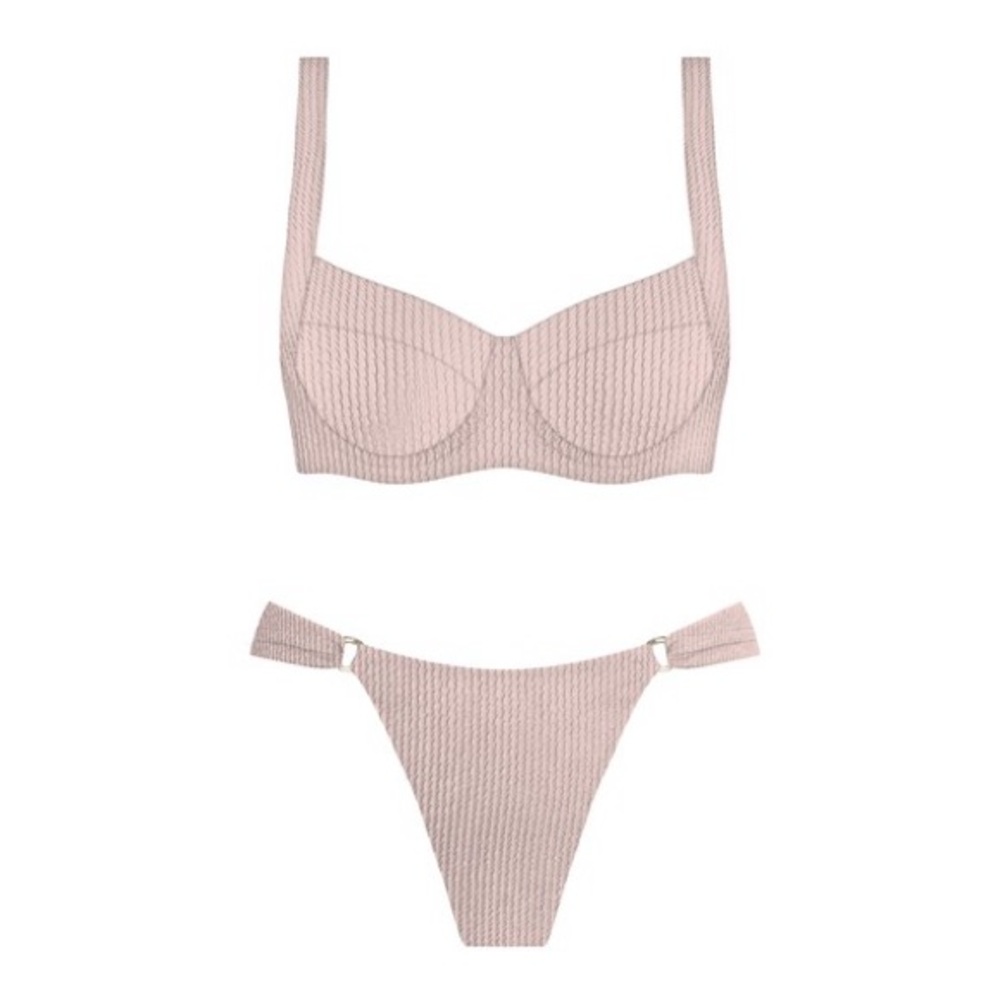 Elegant Cream Textured Bikini Set - Picture 2 of 2
